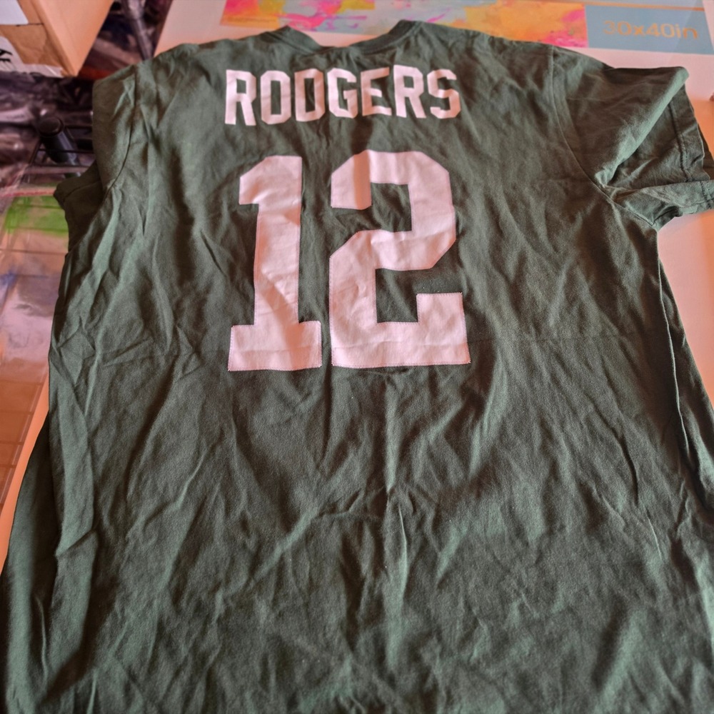 Nike Green Bay Packers Aaron Rodgers 12 Mens XXL Green Short Sleeve T-Shirt NFL - Picture 4 of 6